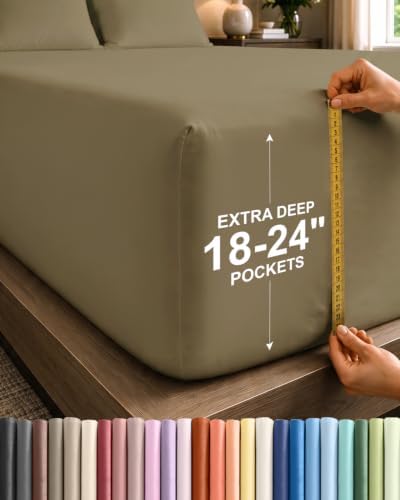 CGK Extra Deep Full Single Fitted Sheet Only - Khaki by CGKUnlimited