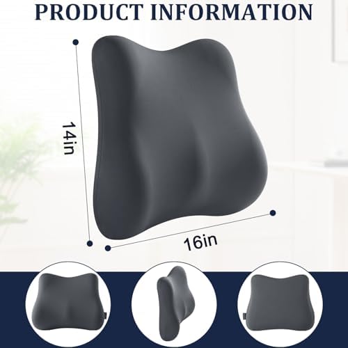 Lumbar Support Pillow Office Chair Lumbar Pillow Lower Back Pain Relief Cozy Dark Gray Memory Foam Back Cushion with Removable Cover Suitable for Car, Bed - Image 5
