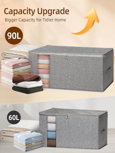 90L Rigid-Structured King Size Comforter Storage Bag, 2 Pack, Gray - Image 4