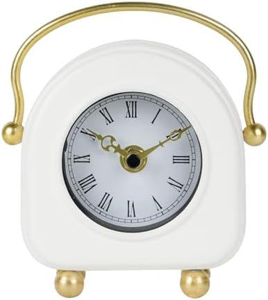 NIKKY HOME Desk Clock, Small Desk Clock, Silent Table Clock Battery Operated, White Decorative Clocks for Desk, Shelf, Bedroom and Home Decor by NIKKYHOME