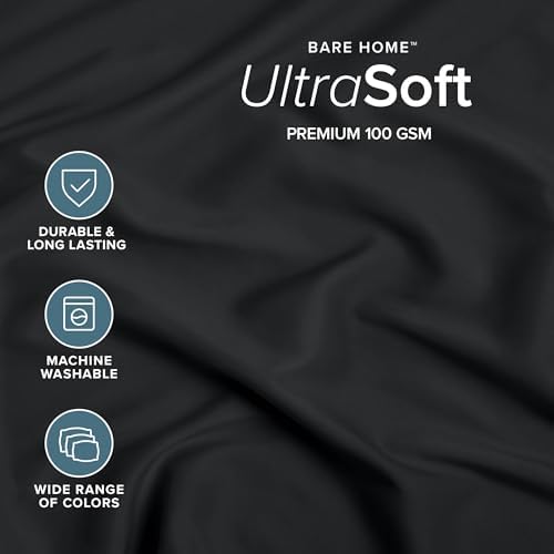Bare Home King Fitted Sheet - 1800 Ultra-Soft (King, Black) - Image 2
