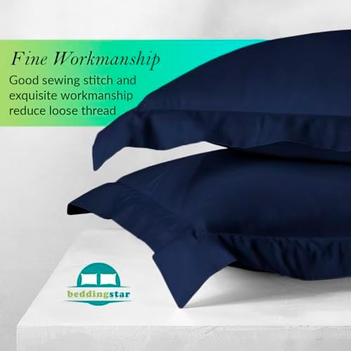 Queen Pillow Shams 20x30 Set of 2 Navy Blue 600 TC 100% Egyptian Cotton - Image 6