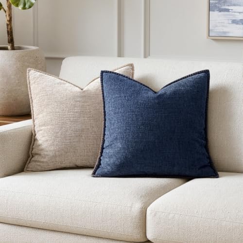 MIULEE Decorative Couch Throw Pillow Covers 18x18 Inch Navy 2 Pack - Image 2