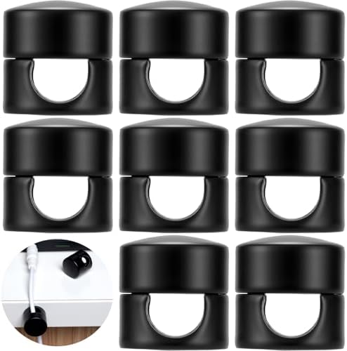 SmallCat 8 Sets Charger Holders for Cords, Matte Black Color Adjustable Cable Anchor Holders, Adhesive Metal Cord Clips, Cable Management Wire Organizers for Desk, Office, Nightstand by Unknown