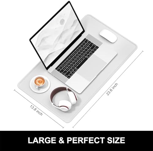 Hsurbtra Desk Pad, 23.6" x 13.8" Premium-Textured Desk Mat, Stitched Edge Anti-Slip Waterproof Rubber Mouse Pad, M Extended Computer Mat for Office Gaming Laptop Keyboard Space Gray - Image 2