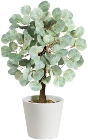 Faux Eucalyptus Stems Bonsai Tree in Pot, Artificial Plants Indoor 15 in by YOERM