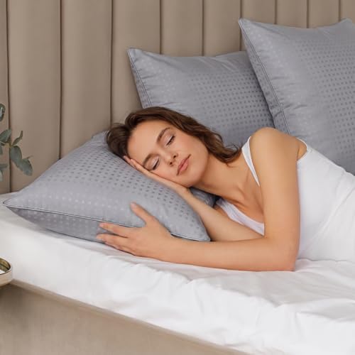 Standard Size Bed Pillows for Sleeping 4 Pack,Luxury Hotel Pillows,Comfortable and Supportive,Machine Washable,Suitable for Stomach,Back and Side Sleepers.(Grey) - Image 3