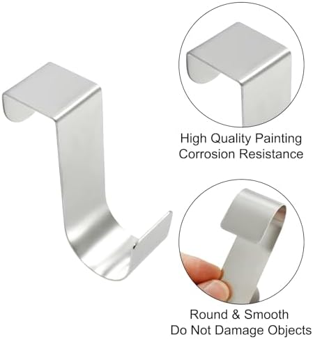 6 Pack Over The Cabinet Door Hook, 70mm Metal (Silver) - Image 3
