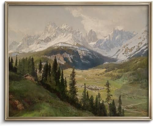 Nature Landscape Vintage Wall Art for Home Decor, Mountain View Canvas Wall Art, Farmhouse Muted Spring Summer Paintings Art Picture Aesthetic for Bedroom Bathroom Living Room Office Decor (8" x 10"-UNFRAMED) by VodefoadVintageWallArt