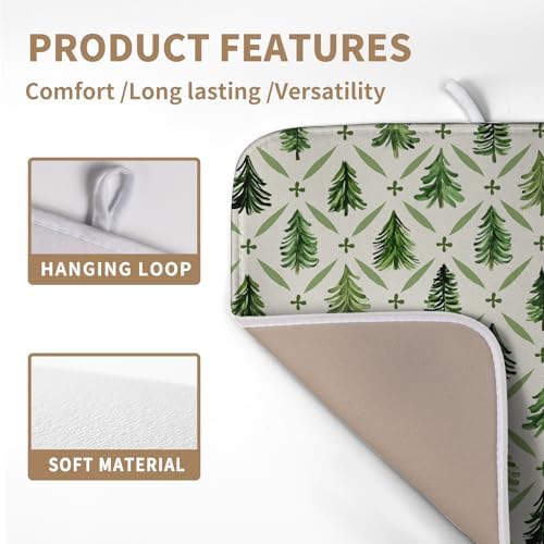Christmas Dish Drying Mat for Kitchen Counter 16x18 Inch Sage Green Xmas Tree Drying Mats Winter Holiday Dish Drainer Pad Microfiber Absorbent Dish Draining Mat for Coffee Bar - Image 3