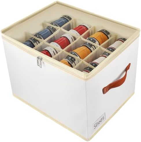 Flexible Dividers Shoe Storage Box Organizer Bins for Closet - 1 Pack by Patinao