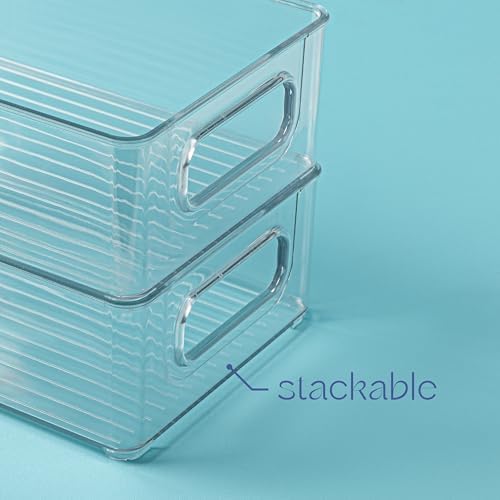 primebox 6 Pack Clear Plastic Organizing Container with Integraged Handles for Home Organization for Kitchen, Pantry, Fridge, Freezer, Cabinet,Bathroom, Stackable. 10"x6"x3" - Image 6