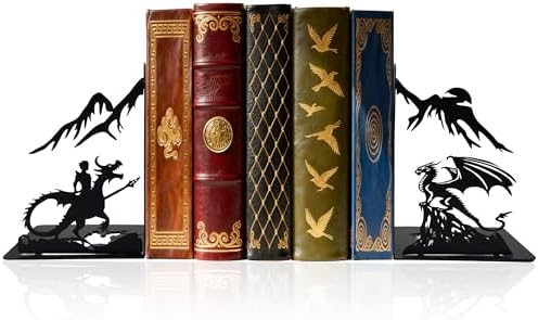Dragon Bookends – Metal Book Ends Decorative for Shelves, Unique Fantasy Book Ends Holder, Cute Novelty Vintage Bookends, Bookshelf Decor Heavy Duty Stopper for Kids and Adults by Unknown