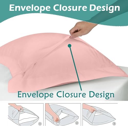 2 Pack Pillow Shams Standard Size 20x26 – 600 Thread Count 100% Organic Cotton Pink Pillow Covers with 2 Inch Flange, Soft & Smooth Premium Hotel-Quality Pillowcases Set of 2 - Image 4
