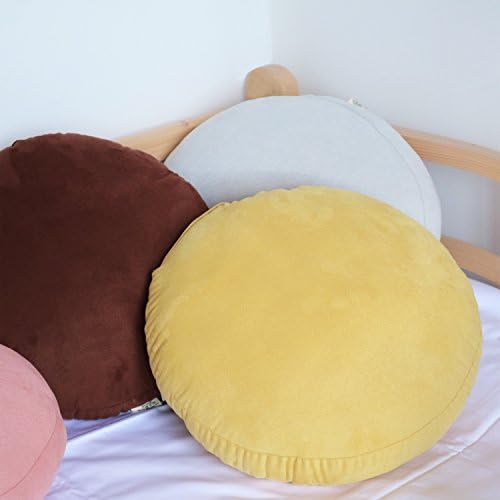 Round Throw Pillow 16x16 Down-Like Polyester Filling Super Soft Cushion Ultra Fluffy Feather-Like Touching Decor Circle Round Floor Pillow for Couch Bed, 1 Piece, Ginger Yellow - Image 6
