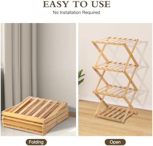 Bamboo Shoe Rack 4 Tier Foldable Shoe Rack for Entryway - Image 4
