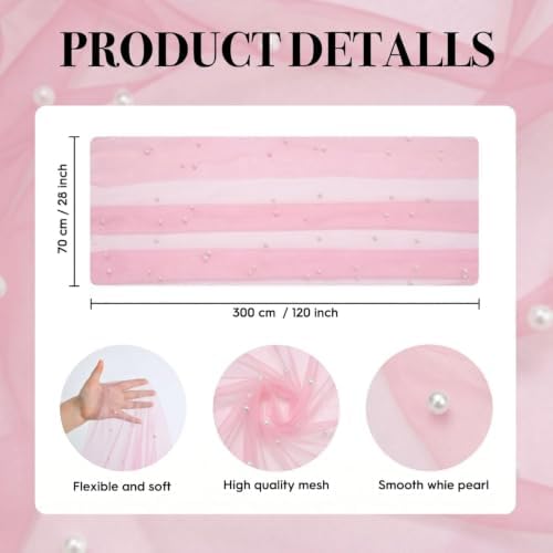 Artoid Mode Pearl Pastel Pink Gauze Table Runner 10FT Home Decor - Image 7