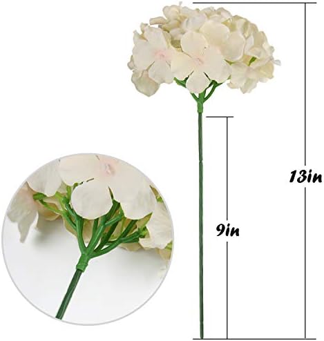 Silk Hydrangea Heads Artificial Flowers Heads with Stems for Home Wedding Decor,Pack of 10 (Champagne) - Image 5