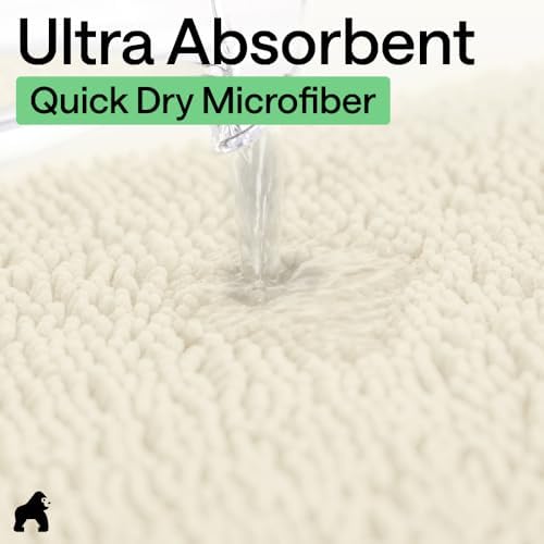 GORILLA GRIP Bath Rug Mat for Bathroom, Thick Chenille, 30x20 Ivory Cream - Image 5