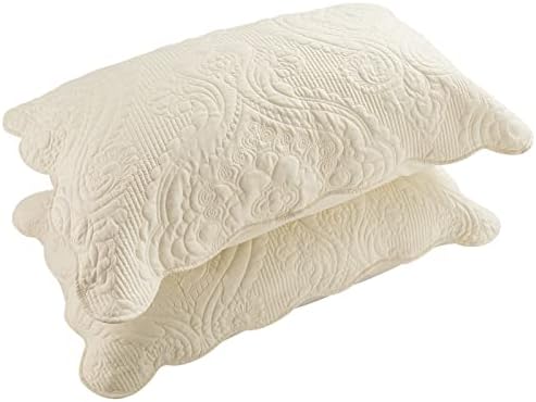 BOSOWOS Quilted Pillow Shams Set of 2, Decorative Microfiber Standard Size Bed Pillow Shams, Soft Breathable Pillow Covers with Envelope Closure (Light Yellow, 20 x 26 Inch) by BOSOWOSCOZYLIFE