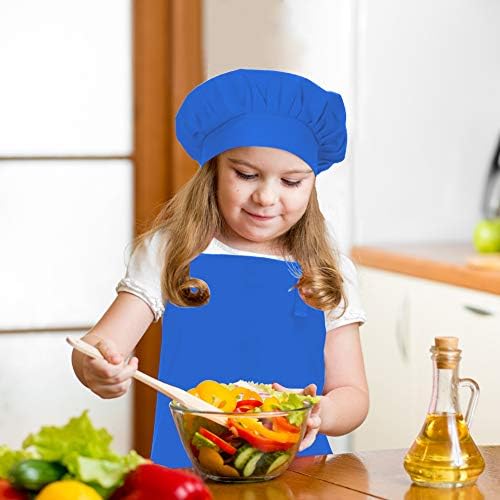 Kids Apron and Chef Hat Set, Cotton Child Toddler Aprons with Pocket - Image 6