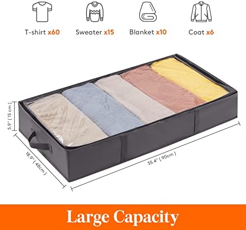 Lifewit 65L 4 Pack Under Bed Storage Container, Blanket Organizer, Gray - Image 2