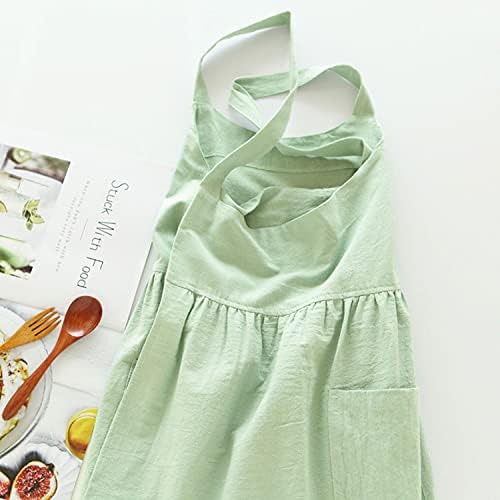 Cotton Linen Apron Cross Back Apron for Women with Pockets Pinafore Dress - Image 2