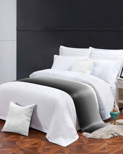 Abstract Grey Black Ombre Bed Runners for Bedroom Hotel,Decorative Bedding Scarf Modern Minimalist Art Bed End Blanket Bedding Runner Scarves for Full Size Beds,83x20in - Image 4