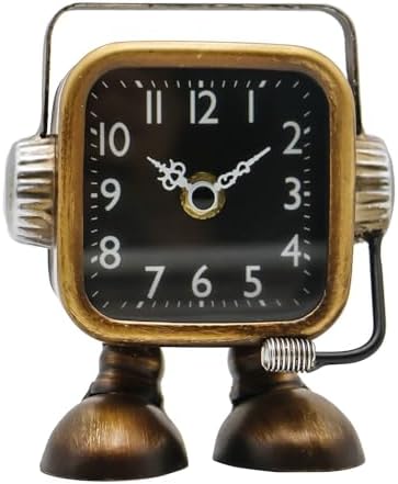 YOUKI Retro Steampunk Clock,Robot Table Clock,Industrial Style Desk and Shelf Clocks,Fireplace Decor,Battery Operated,Silent Non-Ticking,Clock for Office, Living Room Bedroom by YOUKI