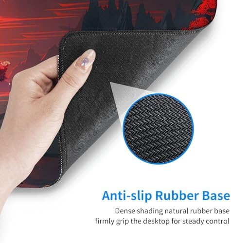 Extended Gaming Mouse Pad, Large Desk Mat XL Anime Mouse Pad Waterproof with Stitched Edges, Non-Slip Desktop Pad for Home and Office, Level Up Your 31.5x11.8 Inch (Darkness Red Moon) - Image 5