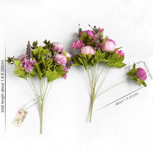 FiveSeasonStuff Soft Peach Pink and Magenta Red Vintage Artificial Peonies Silk Flowers and Hydrangeas for Wedding Bridal Home Decor – Beautiful Floral Centerpiece Bouquet (Celestial Beauty) - Image 6