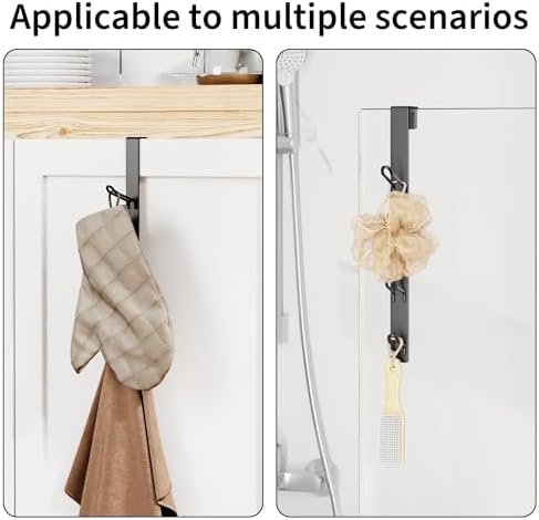 niffgaff 16 Hook Over The Door Hooks, Vertical Over The Door Towel Rack, Over Door Hook, Over The Door Hanger, for Towel and Clothes Hangers, Black, 4 Pack,12.28'',for 1.7'' Door - Image 6