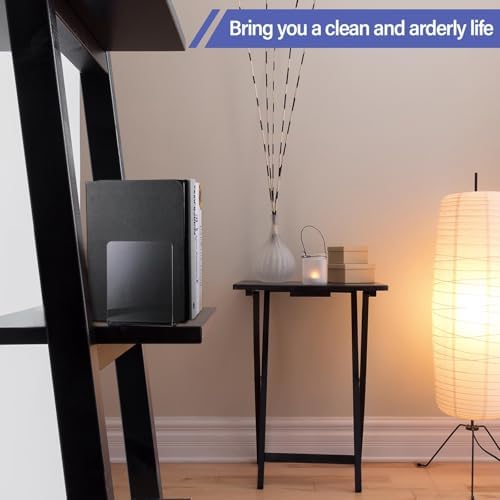 Yulejo 8 Pcs Clear Acrylic Book Ends for Shelves Heavy Duty L Shaped - Image 6