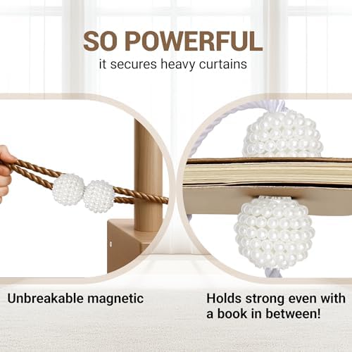 Hion Magnetic Curtain Tiebacks Dark Brown 6pcs, Curtain Holdbacks Hooks - Image 6