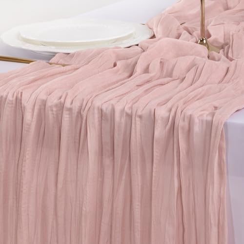 Pink Cheesecloth Table Runner Fall Boho Wedding Birthday Party Home Decor - Image 6