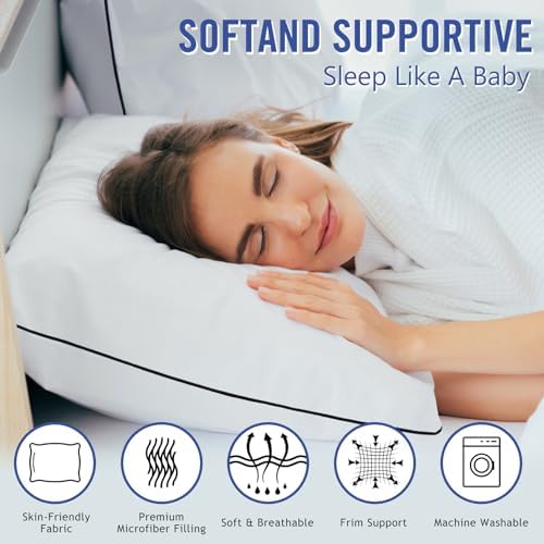 Vorouhals Hotel Collection Bed Pillows for Sleeping 2 Pack King Size Cooling Pillows Set of 2 for Back, Stomach or Side Sleepers, Super Soft Down Alternative Microfiber Filled Pillows - Image 2