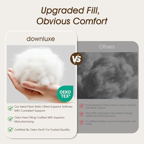 downluxe Queen Size Pillows Set of 4 – Premium Down Alternative Bed Pillows for Back, Side & Stomach Sleepers, White - Image 4