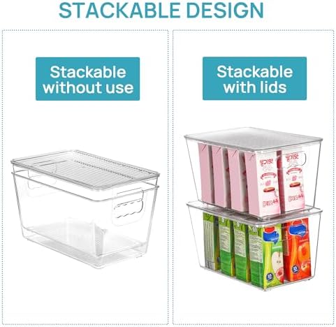 Vtopmart 6 Pack Clear Stackable Storage Bins with Lids and Handles, Medium - Image 3