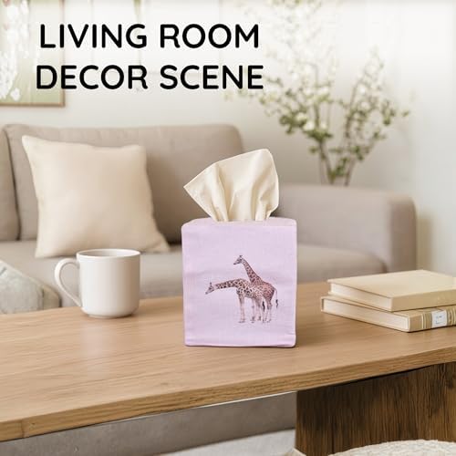 Square Tissue Box Cover Cute Set of 2, Giraffe - Image 2