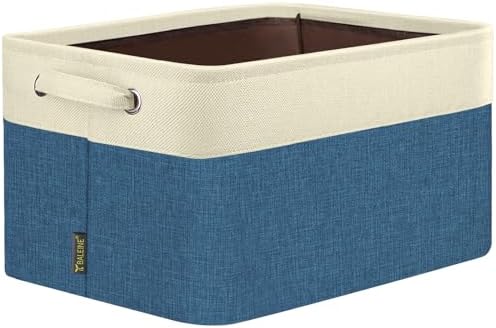 BALEINE 1 Pack Fabric Closet Storage Bins for Shelves, Linen Closet Organizers and Storage, Decorative Baskets for Organizing, Shelf, Clothes, Home, Office (Navy Blue, 12"x8"x8") by BALEINE