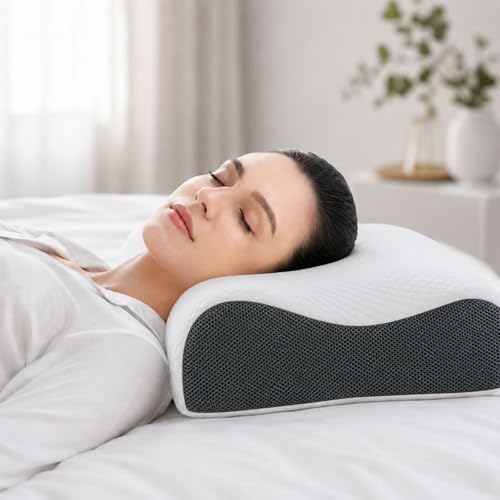 Memory Foam Cervical Pillow for Neck Support - Orthopedic Ergonomic Contour Pillow for Side Back Sleepers - Relatively Soft,150 Breathable Holes,Oeko-TEX & CertiPUR-US Certification,23.5x13.7x4.7/4" - Image 7
