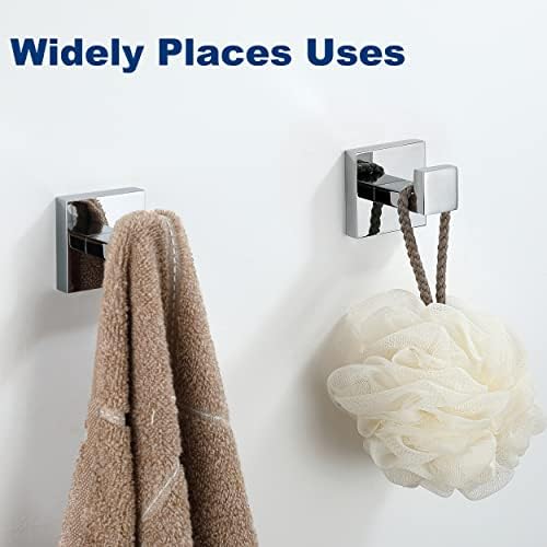Towel Hooks for Bathrooms, Polished Chrome Towel Hook for Kitchen Bathroom, SUS304 Stainless Steel Coat Hook, Heavy Duty Towels Holder Hooks for Hanging, 2 Pack - Image 7