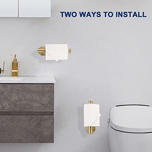 NearMoon Toilet Paper Holder Self Adhesive, Premium Thicken SUS304 Stainless Steel Rustproof Adhesive Toilet Roll Holder no Drilling for Bathroom, Kitchen, Washroom (2 Pack, Brushed Gold) - Image 6
