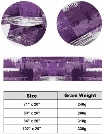 Oil Painting Purple Bed Runner for Full/ Queen Size Bed, Bedspread Protector Slipcover Bed Scarf for Foot Bed Runners & Scarves for Bedroom Hotel 83x20 Inches Modern Geometric Black White Abstract Art - Image 7