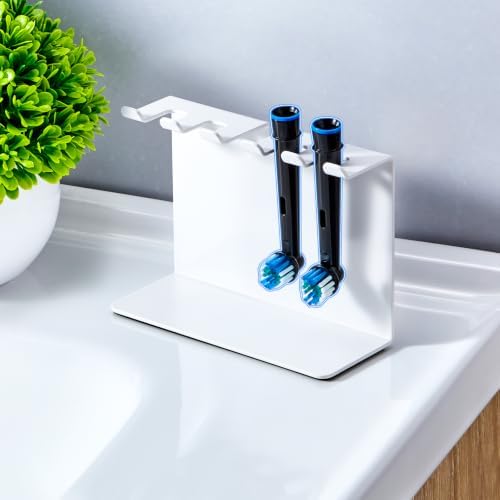Electric Toothbrush Head Holder, Tooth Brushing Holder, Wall Mounted Toothbrush Holders Shower Bathroom, Self Adhesive or Desktop Tooth Brush Holder Organiser (White, Medium) - Image 6