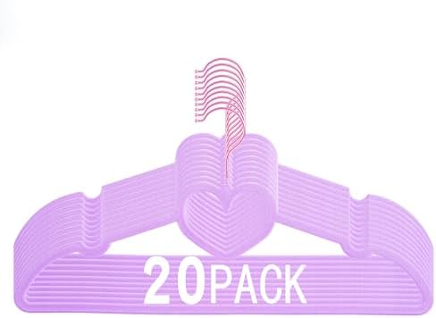 Velvet Hangers 20 Pack,16 Inch Non Slip Heart Hanger (Light Purple) by JIUXCF