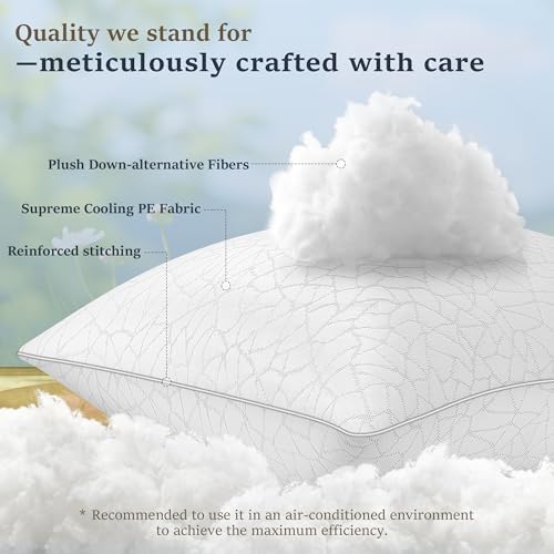 COZSINOOR Bed Pillows Queen Size - Breathable Premium Down Alternative Pillows Set of 2 for Side, Back, and Stomach Sleepers Cooling Hotel Quality Fluffy Soft Microfiber Fill Skin-Friendly - Image 5