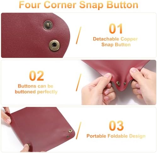 HARFINGTON 4pcs PU Leather Valet Tray Unisex Folding Small Catchall Tray Portable Entryway Table Tray Nightstand Bedside Desk Tray for Key Wallet Watch Coin Jewelry Dice, Dark Brown - Image 4
