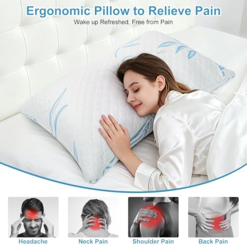 Shredded Memory Foam Pillows, Full Body Support Bed Pillow - Image 6
