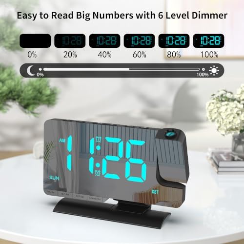 Projection Clock for Bedroom Ceiling, Black Digital Alarm Clock Room Decor - Image 3